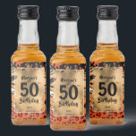 Etiqueta Para Botella De Licor 50th Birthday Gold on Brown Animal Print Mini<br><div class="desc">Celebrate turning 50 with this mini liquor bottle label featuring an elegant faux gold foil over a colorful wild animal print pattern in orange,  tan,  brown and black. CHANGE the wording for your occasion. MATCHING items in our store.</div>