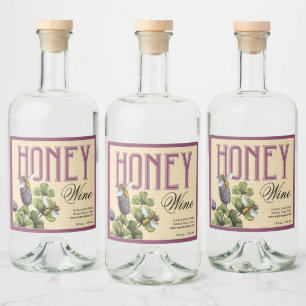 Etiqueta Para Botella De Licor Abejas de carne de vino de miel y cerco