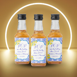 Etiqueta Para Botella De Licor Acuarela Limones Amalfi Baby Shower Burbujeante