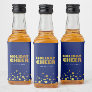 Etiqueta Para Botella De Licor Alegría de fiesta   Navidades divertidos azul y or