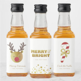 Etiqueta Para Botella De Licor Alegría | Navidades divertidos White & Gold Mini