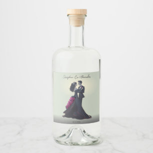 Etiqueta Para Botella De Licor Amantes Góticos Románticos Boda Elegante 