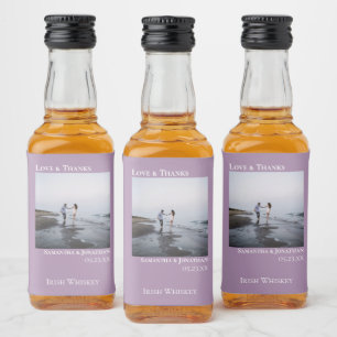 Etiqueta Para Botella De Licor Amor y gracias Boda de Lavanda Minimal Foto Mini