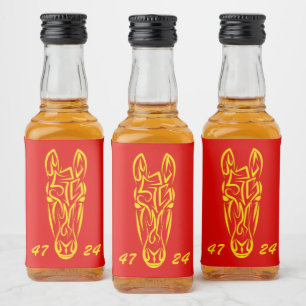 Etiqueta Para Botella De Licor Año Nuevo Lunar Chino del Caballo 2026 4724 Fuego