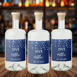 Etiqueta Para Botella De Licor Años de la fiesta de cumpleaños de la armada azul 