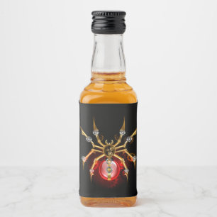 Etiqueta Para Botella De Licor Araña steampunk sobre negro