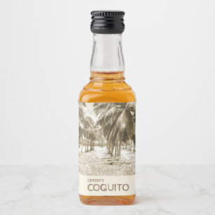 Etiqueta Para Botella De Licor Árbol de palma de coco tropical para Coquito