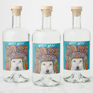 Etiqueta Para Botella De Licor Arte de Lobo Blanco