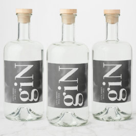 Etiqueta Para Botella De Licor Arte Gris Gran Monograma Moderno Negrita Simple Bo
