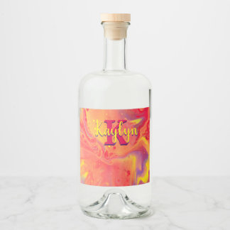 Etiqueta Para Botella De Licor Arte salvaje de flujo acrílico púrpura rojo