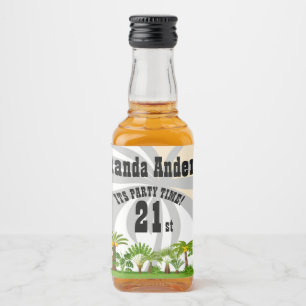 Etiqueta Para Botella De Licor Atardecer de palmeras de la isla tropical