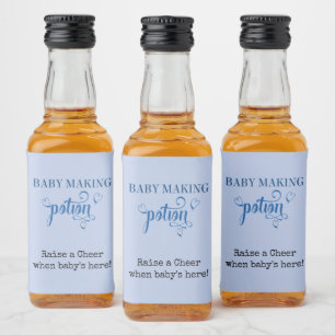 Etiqueta Para Botella De Licor Baby Making Potion Baby Shower Favor Blue Mini
