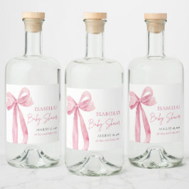 Etiqueta Para Botella De Licor Baby Shower elegante y moderno Rubor de cinta rosa