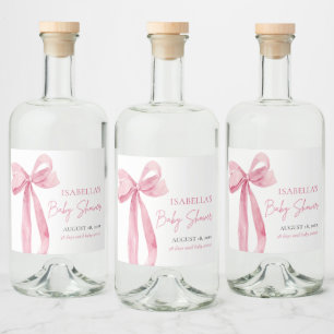 Etiqueta Para Botella De Licor Baby Shower elegante y moderno Rubor de cinta rosa