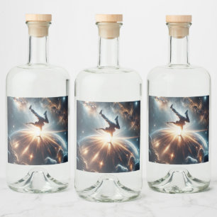 Etiqueta Para Botella De Licor Bailarín en acción, Ai, acción en galaxia