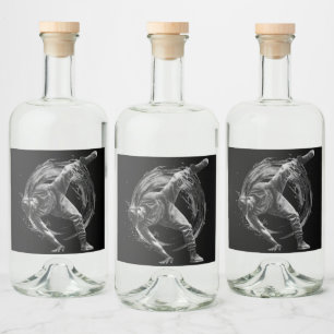 Etiqueta Para Botella De Licor Bailarín en acción, en forma de bandeja de tinta