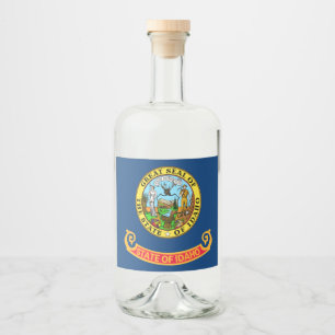 Etiqueta Para Botella De Licor Bandera de Idaho: el estado de Gem, América Montañ