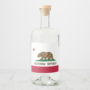 Etiqueta Para Botella De Licor Bandera del oso de la República de California: Est