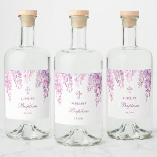 Etiqueta Para Botella De Licor Bautizo de glicina rosa