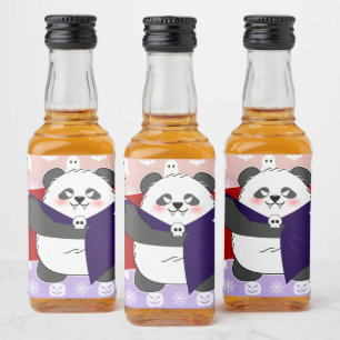 Etiqueta Para Botella De Licor Bebé lindo de Halloween Vampiro Panda Dracula