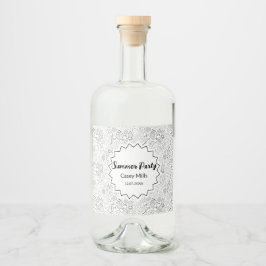 Etiqueta Para Botella De Licor Berry Strawberry Cherry Black Hand drawn Modern.