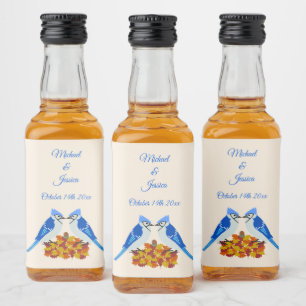 Etiqueta Para Botella De Licor Beso de arrendajos azules en boda de otoño persona