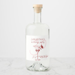 Etiqueta Para Botella De Licor Bienvenida de cumpleaños Bow Cherry Martini, un po
