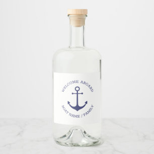 Etiqueta Para Botella De Licor Bienvenida personalizado Aboard ancla náutica mari