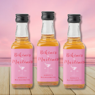 Etiqueta Para Botella De Licor Bikinis de moda y martinis Bachelorette rosa y roj