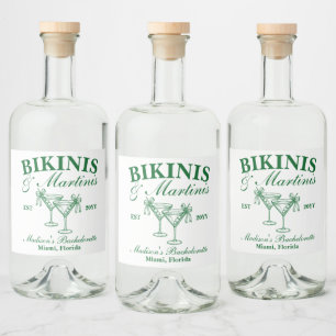 Etiqueta Para Botella De Licor Bikinis Personalizados y Martinis para Despedida d