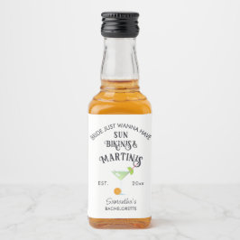 Etiqueta Para Botella De Licor Bikinis y Martinis Piscina Tropical Despedida de S