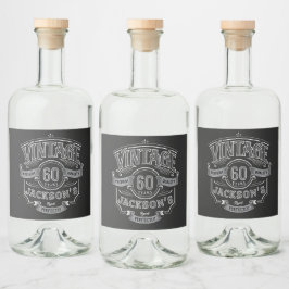 Etiqueta Para Botella De Licor Black & White Vintage Aged To Perfection Birthday