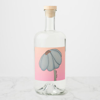 Etiqueta Para Botella De Licor Blue Flower with Pink Background