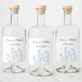 Etiqueta Para Botella De Licor Bluebells Floral Azul Boda de la naturaleza acuare