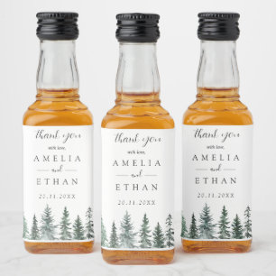 Etiqueta Para Botella De Licor Boda acuarela Forest Wintre