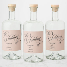 Etiqueta Para Botella De Licor Boda Beige de caligrafía moderna