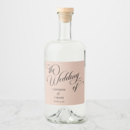 Etiqueta Para Botella De Licor Boda Beige de caligrafía moderna