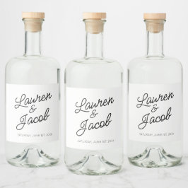 Etiqueta Para Botella De Licor Boda blanco negro Minimalista moderno mínimo