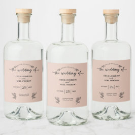 Etiqueta Para Botella De Licor Boda Boho Trendy Script