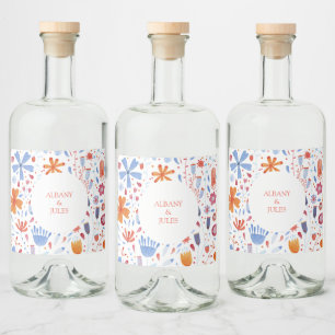Etiqueta Para Botella De Licor Boda de acuarela de flor Meadow