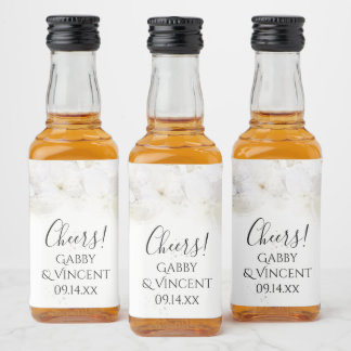 Etiqueta Para Botella De Licor Boda de acuarela de las flores de hidrangea blanca
