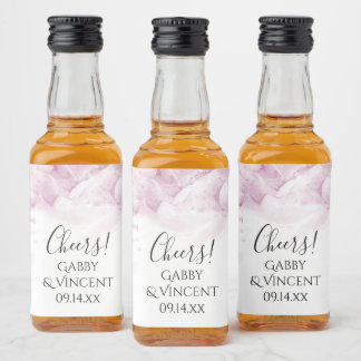 Etiqueta Para Botella De Licor Boda de acuarela de las flores de hidrangea rosa p