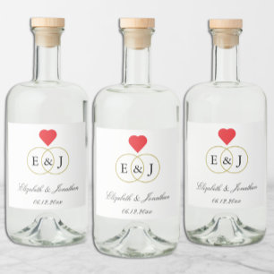 Etiqueta Para Botella De Licor Boda de anillos entrelazados
