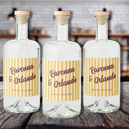 Etiqueta Para Botella De Licor Boda de Burgundy Retro con Franja de Melocotón Dis