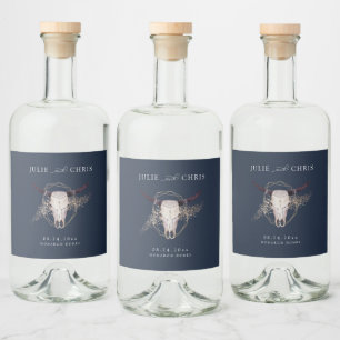 Etiqueta Para Botella De Licor Boda de cráneo de toro al estilo boho chic