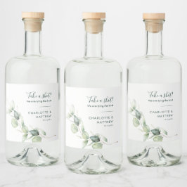 Etiqueta Para Botella De Licor Boda de energía ecológica de color de agua Eucalyp