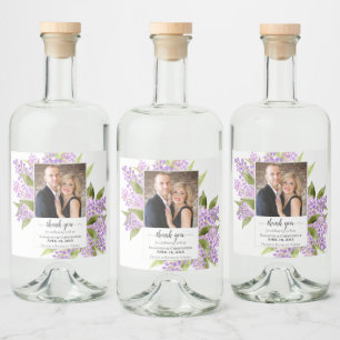 Etiqueta Para Botella De Licor Boda de foto de Rustic Watercolor Lilacs Gracias