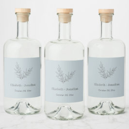 Etiqueta Para Botella De Licor Boda de hoja minimalista simple