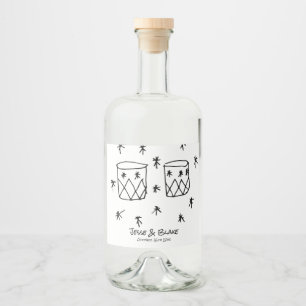 Etiqueta Para Botella De Licor Boda de Ilustraciones Doodle en blanco y negro