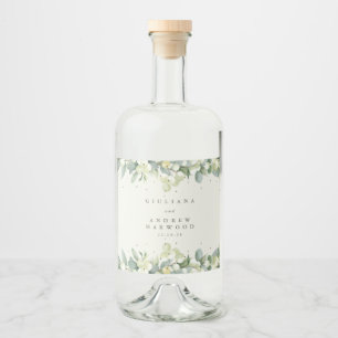 Etiqueta Para Botella De Licor Boda de invierno Cream Snowberry+Eucalyptus